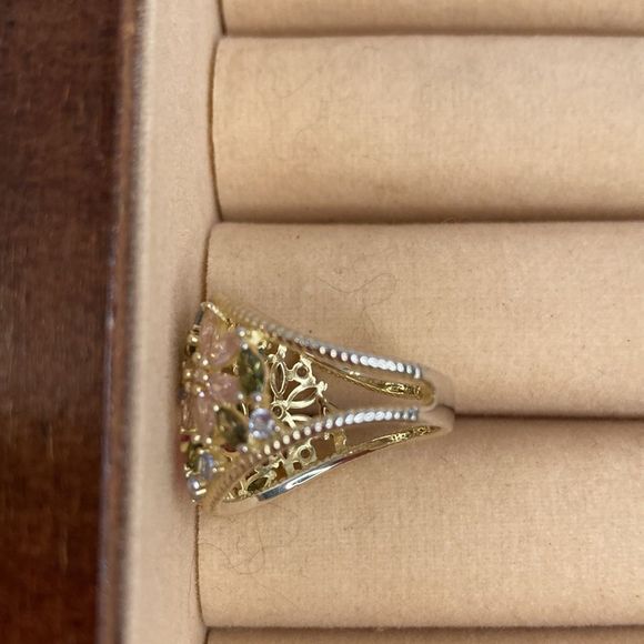 Cate d' Argent Ring 14k Gold Plated Over 925 Sterling Multi Colored Stones Ring - Picture 7 of 13